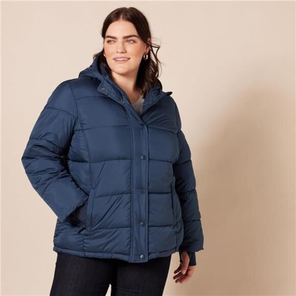 Essentials Womens Heavyweight Quilted Long-Sleeve Hooded Puffer Coat - Picture 6 of 7